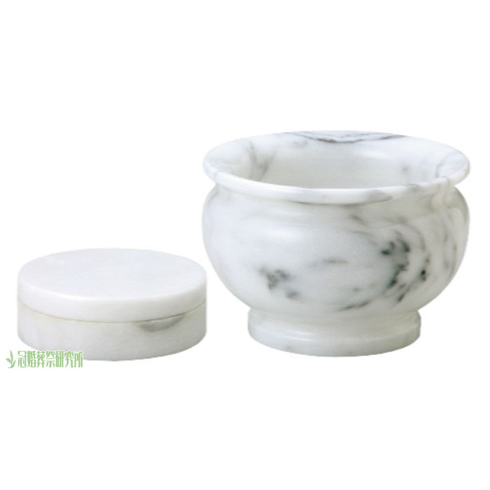仏具 焼香用香炉 白大理石香炉セット 6寸香炉 4寸抹香入れ 香炉 佛具