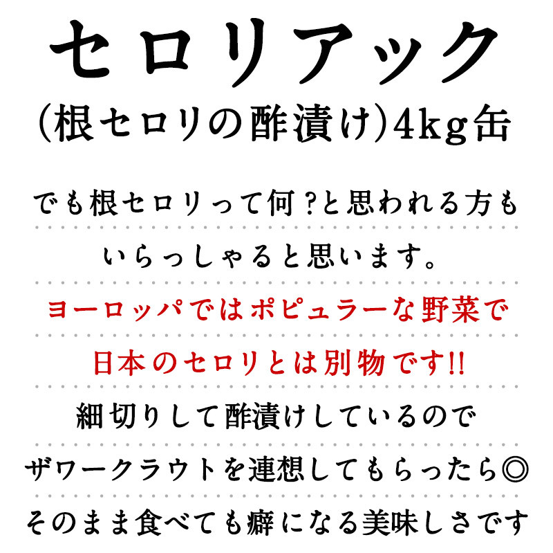 高級な セロリアック 根セロリの酢漬け 4kg缶 常温 賞味期限間 21年11月14日 3 4営業日以内に出荷 買収