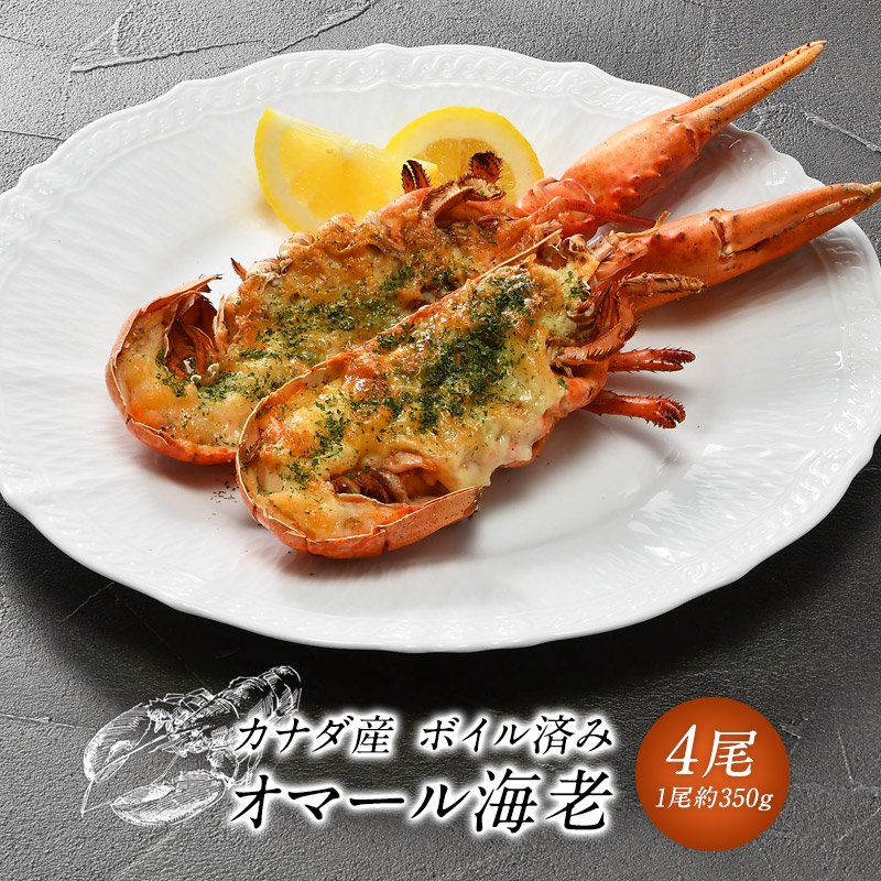 カナダ産 ボイル オマール海老 約350g×4尾［冷凍］【送料無料