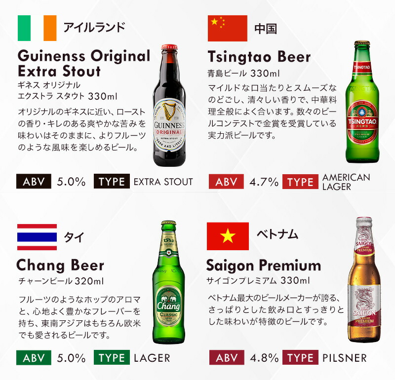 世界12か国12本のビールセット ギフトセット［BR12］［常温］［同梱