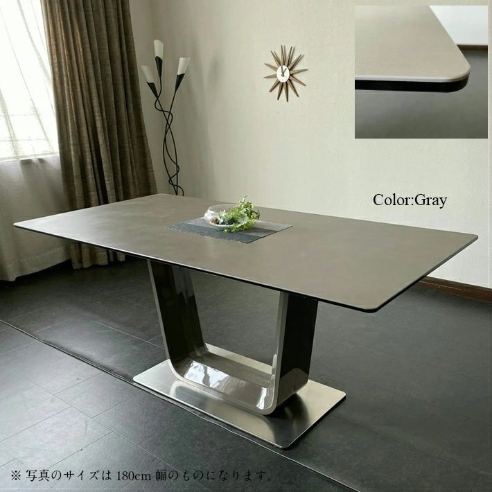 セラミックテーブル（GLAN/スペイン）サイズW200×D100×H72 cm ダイニングテーブル セラミック 円形 単品 2人~4人掛け用 100cm