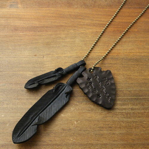 Rooster King &Co Rooster King & Co. Leather feather necklace ball
