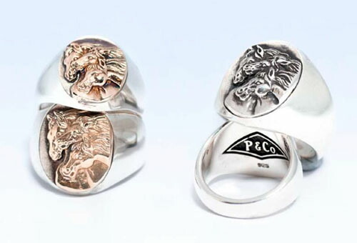 PEANUTS&CO. シルバー × K10 コンビ ホースシグネットリング PEANUTS＆CO Peanuts＆Co. PHARAOHS HORSES RING OVAL LARGE