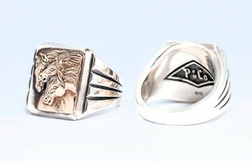 PEANUTS＆CO Peanuts＆Co. PHARAOHS HORSES RING SQUARE/SILVER×K10