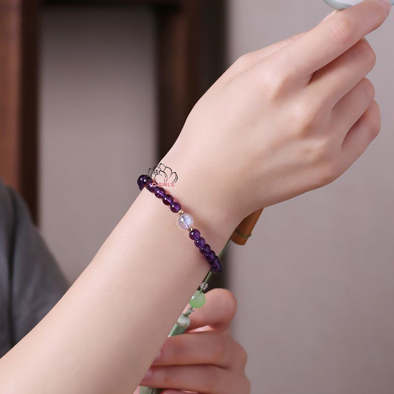 天然石 5A級 8mm ホワイト水晶 パワーストーン 6mm 17cmアメジスト