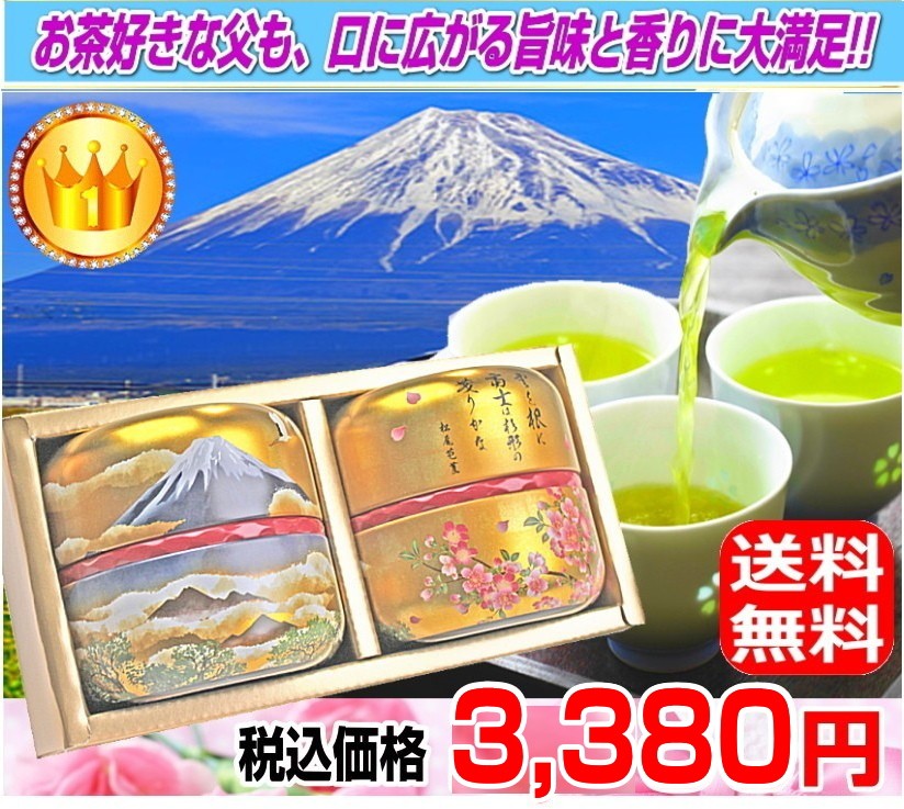 父の日一番人気！日本一富士山の深蒸し茶セット50g×2なつめ缶入れ