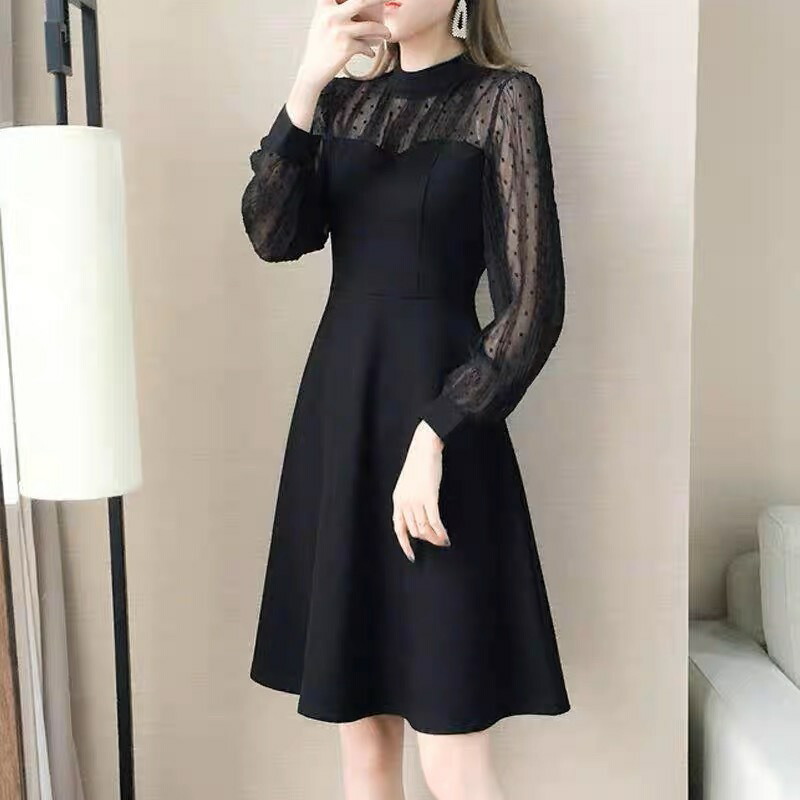 Village H＆T ドレス ワンピース 黒ワンピース フレアワンピース