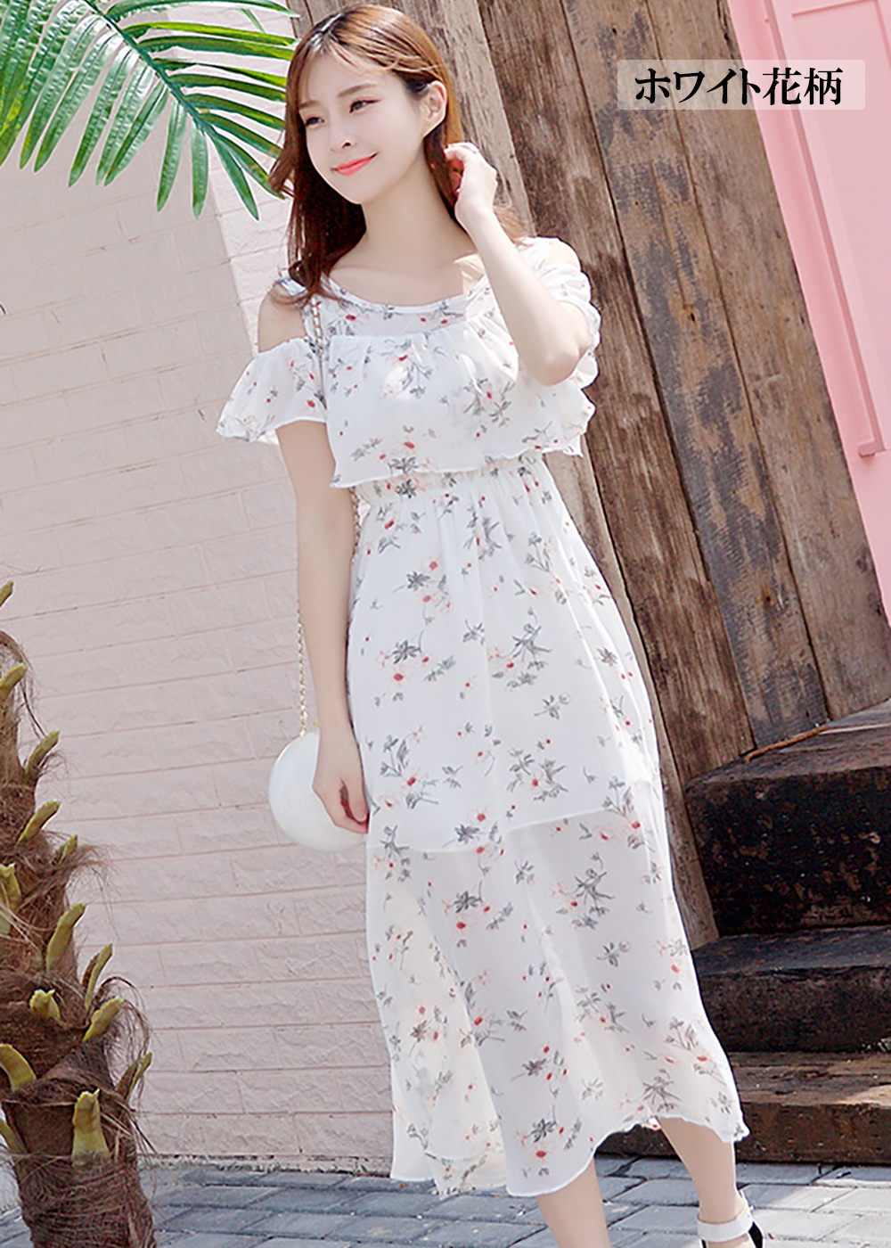 花柄ワンピース レディース  夏 Aライン 体型カバー ゆったり 着やせ フレア 無地 花柄 S〜2XL 春夏 リゾート オフショル風 大人可愛い | Village H＆T | 20