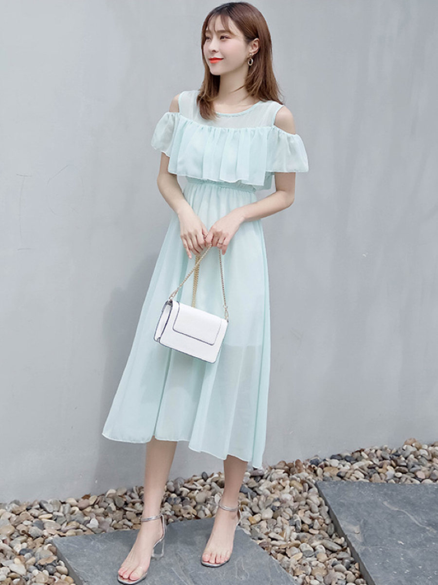 花柄ワンピース レディース  夏 Aライン 体型カバー ゆったり 着やせ フレア 無地 花柄 S〜2XL 春夏 リゾート オフショル風 大人可愛い | Village H＆T | 05