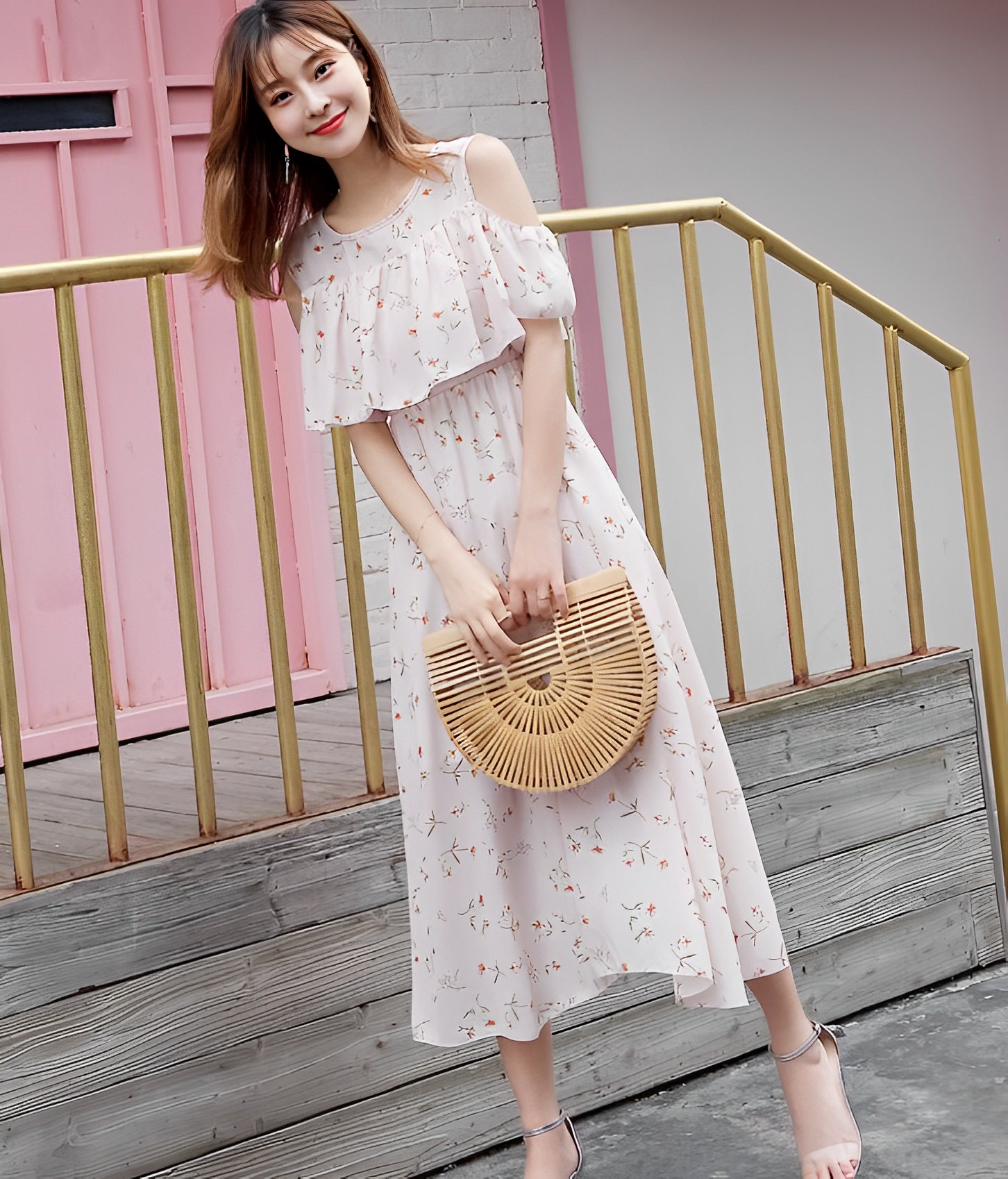 Village H＆T 花柄ワンピース レディース 夏 Aライン 体型カバー