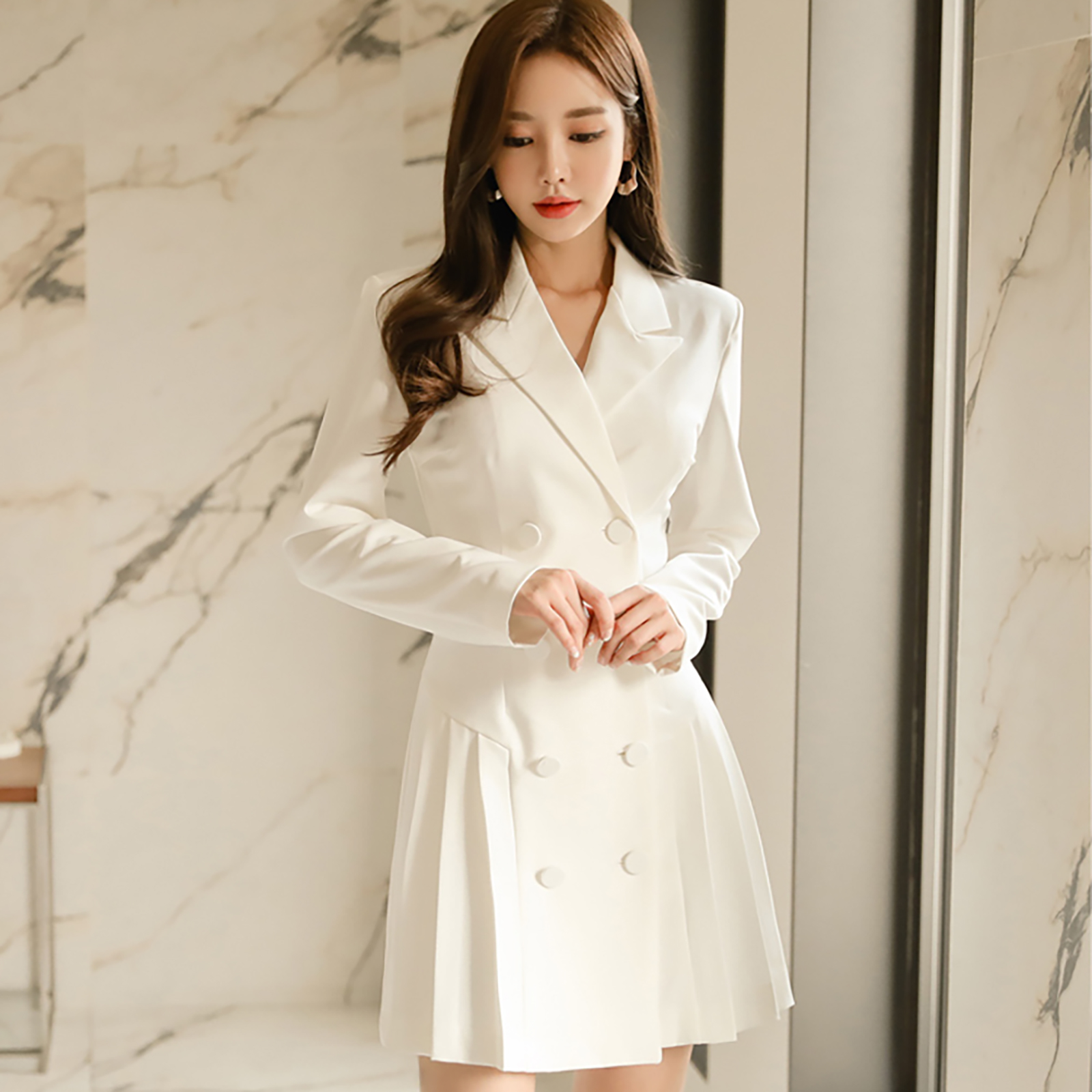 レディース ジャケット風ワンピース 襟付き 長袖 膝上丈 上品 きれいめ 通勤 春夏 S〜XL | Village H＆T | 03