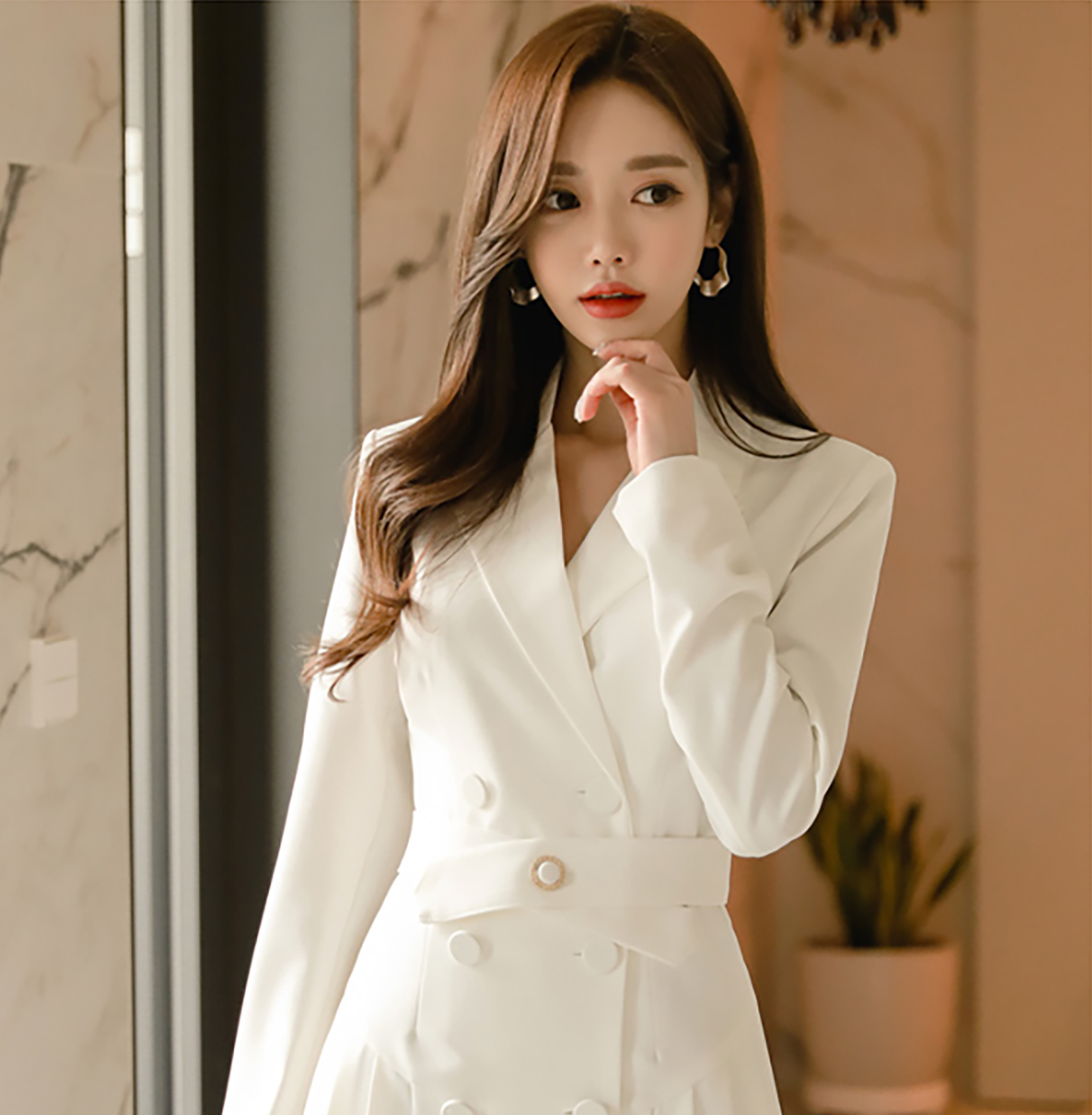 レディース ジャケット風ワンピース 襟付き 長袖 膝上丈 上品 きれいめ 通勤 春夏 S〜XL | Village H＆T | 05