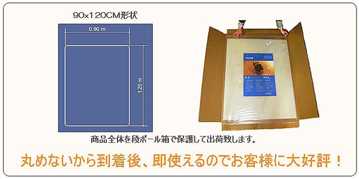商品サイズ図面と梱包画像