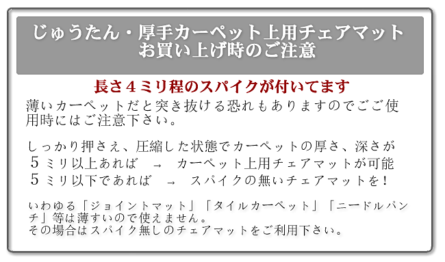 カーペット用ご利用時の注意