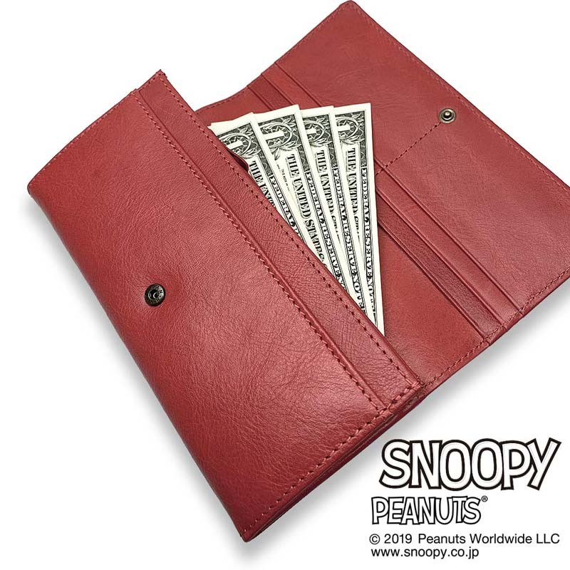 SNOOPY 財布 PEANUTS スヌーピー フラップ ロングウォレット
