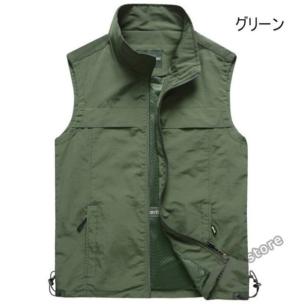 ベストメンズ夏多機能ベストメッシュベストお釣りベストアウトドアベスト作業服カメラマン登山ミリタリー撮影用 定番キャンバス