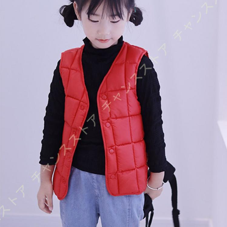 独創的独創的ベスト 子供 キッズ ショート ダウンベスト アウター 綿服 冬服 膝下 防寒 防風 軽量 襟付き ゆったり 秋冬 子供服 モコモコ 暖かい 裏ボアベスト 可愛い 子ども服 子供服 ベスト 冬 綿