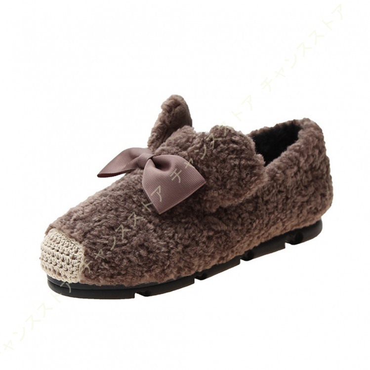 最安値 モカシン レディース リボン ファー ローファ ウサギ耳 きれいめ 裏ボア フラット もこもこ ふわふわ スリッポン 快適 つま先 通気性 女靴 秋冬用 防寒 激安ブランド Turningheadskennel Com
