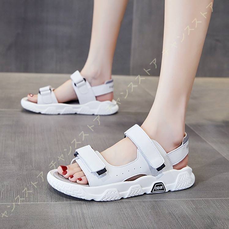 レディース サンダル 夏 厚底靴 スポーツサンダル オープントゥ ぺたんこ 2 5cmヒール カラーマッチング おしゃれ シューズ マジックテープ ハイヒール サボ クロッグ サイズ 23 5cm Blisslife Com