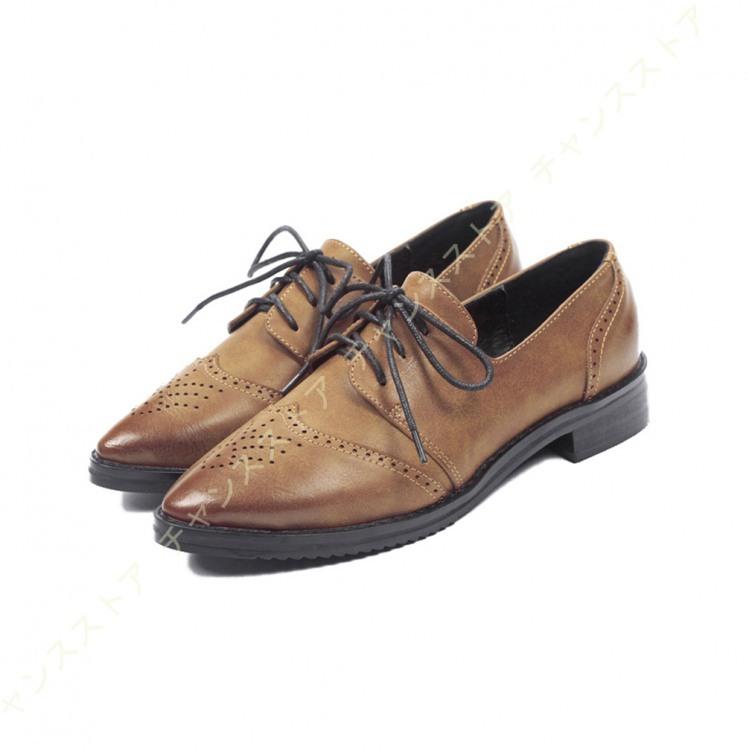 魅力的な価格 3cmヒール ローヒール ファッション 韓国 ウィングチップ レディース オックスフォードシューズ ヴィンテージ 靴 かっこいい  オックスフォード シューズ ローファー カラー:ブラウン - www.we-job.com