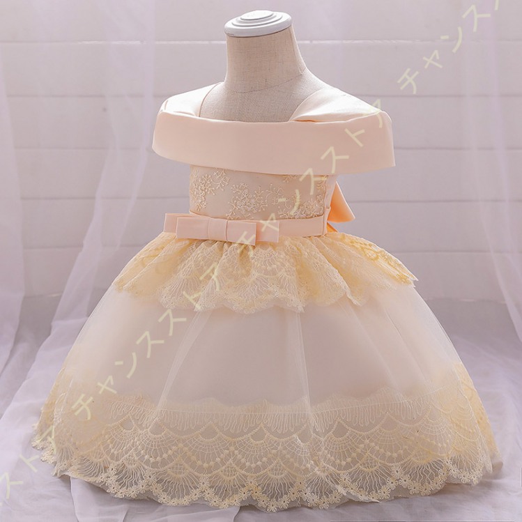 再再販 ベビードレス 赤ちゃんワンピース 結婚式 セレモニードレス 刺繍 花柄 フォーマル チュチュ ドレス
