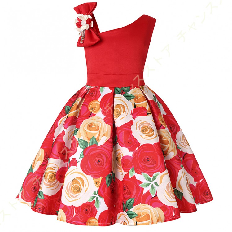 子供ドレス キッズ キッズワンピース フォーマルドレス パーティードレス プリンセス 蝶結び 子供服 女の子 キッズ 花柄 発表会 結婚式 プレゼントドレス