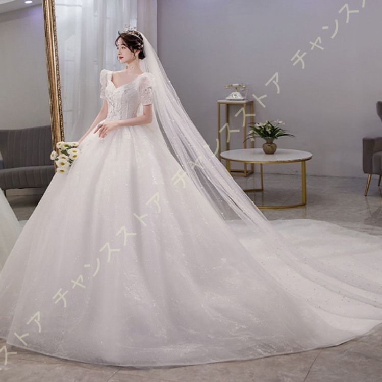 ウェディングドレス ワンピース ロング フォト婚 二次会 結婚式 ウエディングドレス 花嫁ドレス 海外挙式 フォトウェディング 二人婚 Aライン ロング ドレス