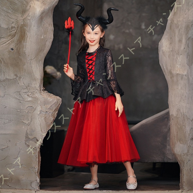 女の子のドレス コスプレ衣装 子供用コスチューム 魔女 子供 キッズ 巫女 舞台服 仮装 ウィッチ 髪飾り お姫様 発表会 誕生日 プレゼント クリスマス