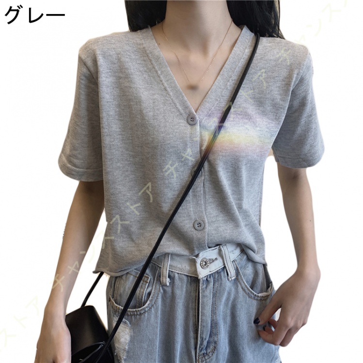 カーディガン サマーニット レディース 無地 ボタン 半袖 Vネック お洒落な Uvカット 冷房対策 薄手 カーディガン きれいめ ホワイト ブラック 春夏 定期入れの