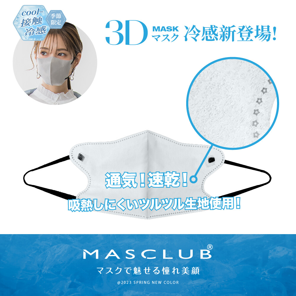 冷感マスク 不織布 3D 立体 マスク 20枚 (10枚×2袋) 冷感 不織布マスク