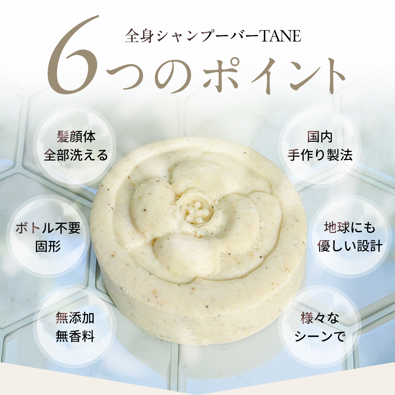 全身シャンプーバー 固形石鹸 無添加石鹸 日本製 TANE オールインワン