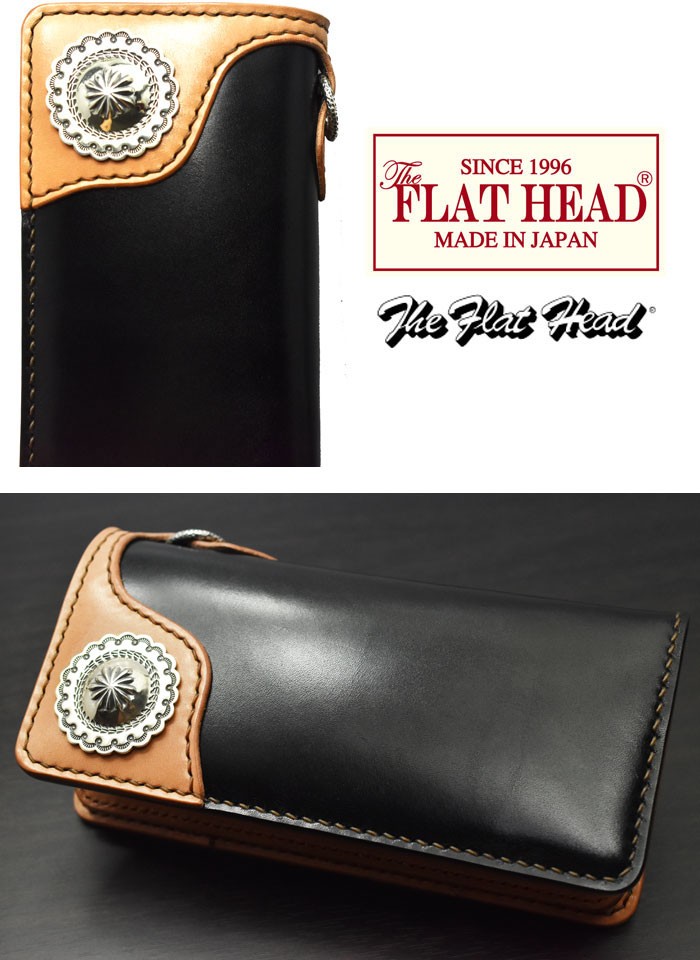 長財布 財布 フラットヘッド FLATHEAD 手縫い 多脂革 ロングウォレット 小銭差し込み式 FH-WL004C ブラック/タン