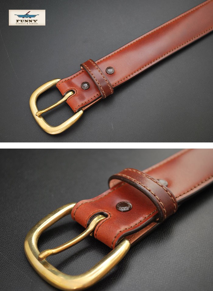【FUNNY取扱数No.1正規店】 ファニー 本革ベルト BELT 真鍮バックル≪コードバンベルト ブラウン≫ funnybelt