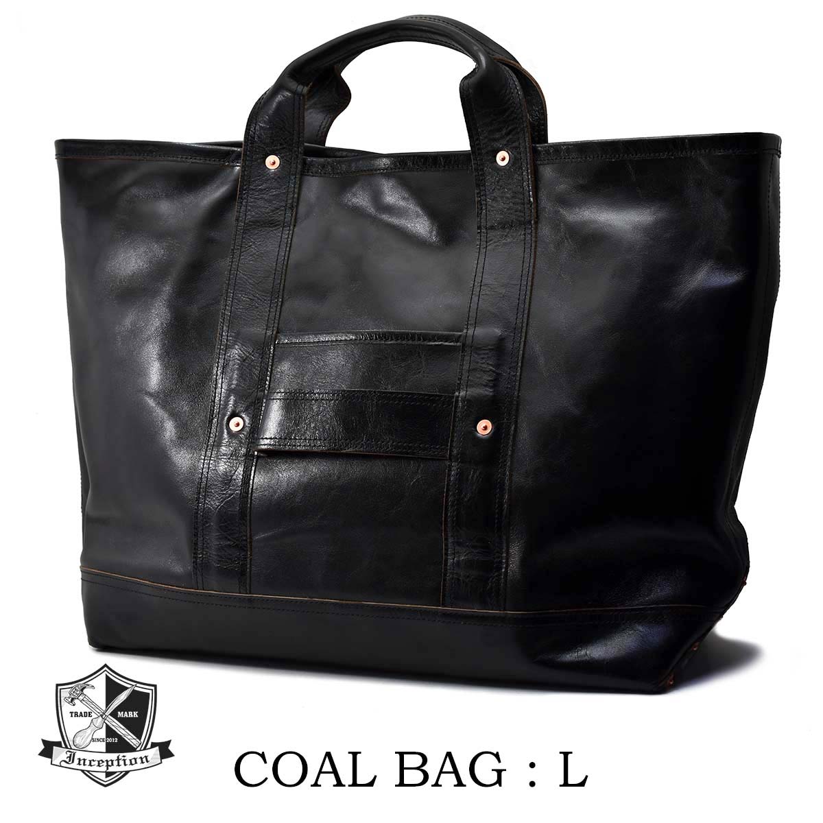 ACCEL COMPANY社製INCEPTION ホースハイドトートバッグ 黒 サイズ：L】手持ちバッグ ハンドバッグ トートバッグ メンズ ブランド