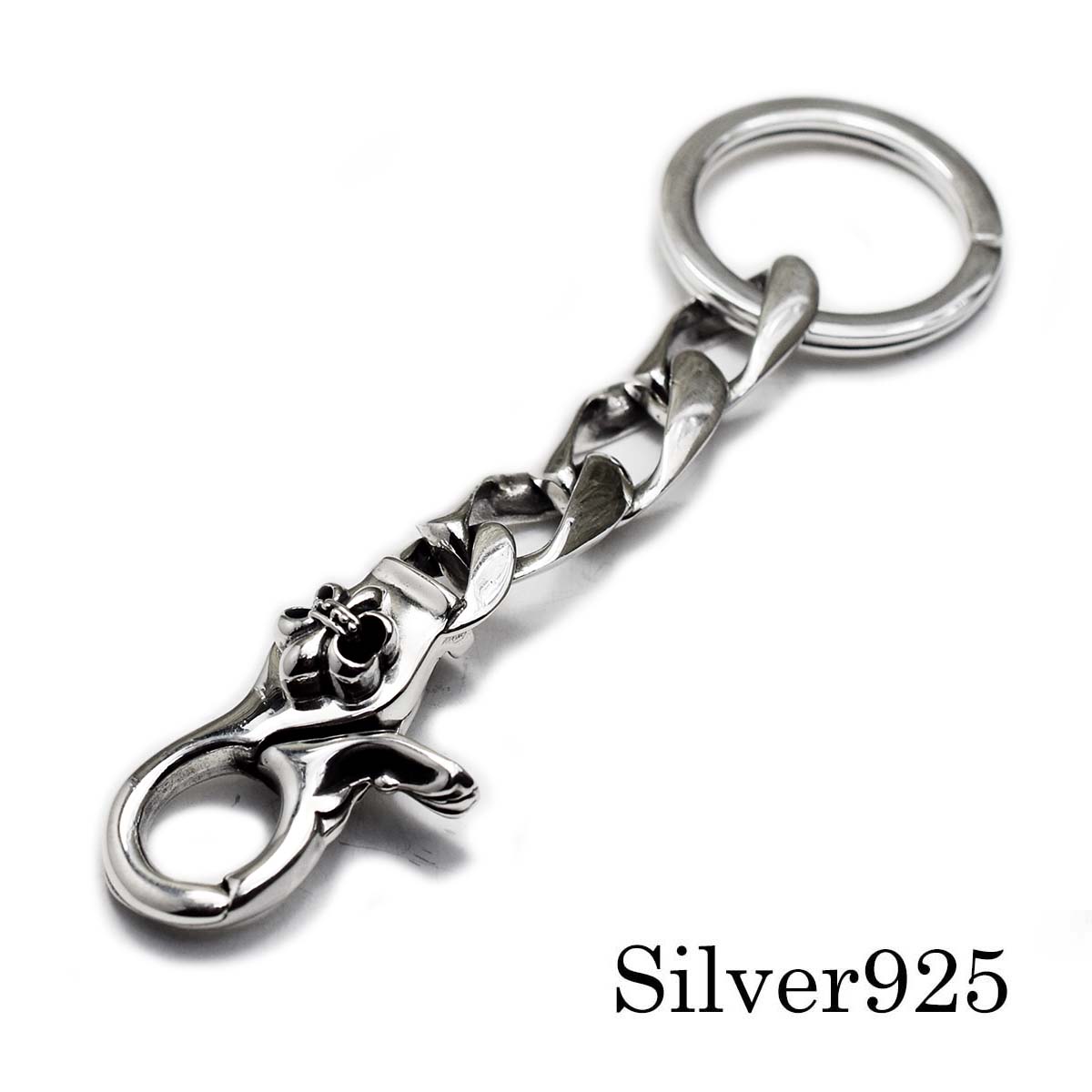 キーチェーン メンズ シルバー925 リリー 百合の紋章 キーフック
