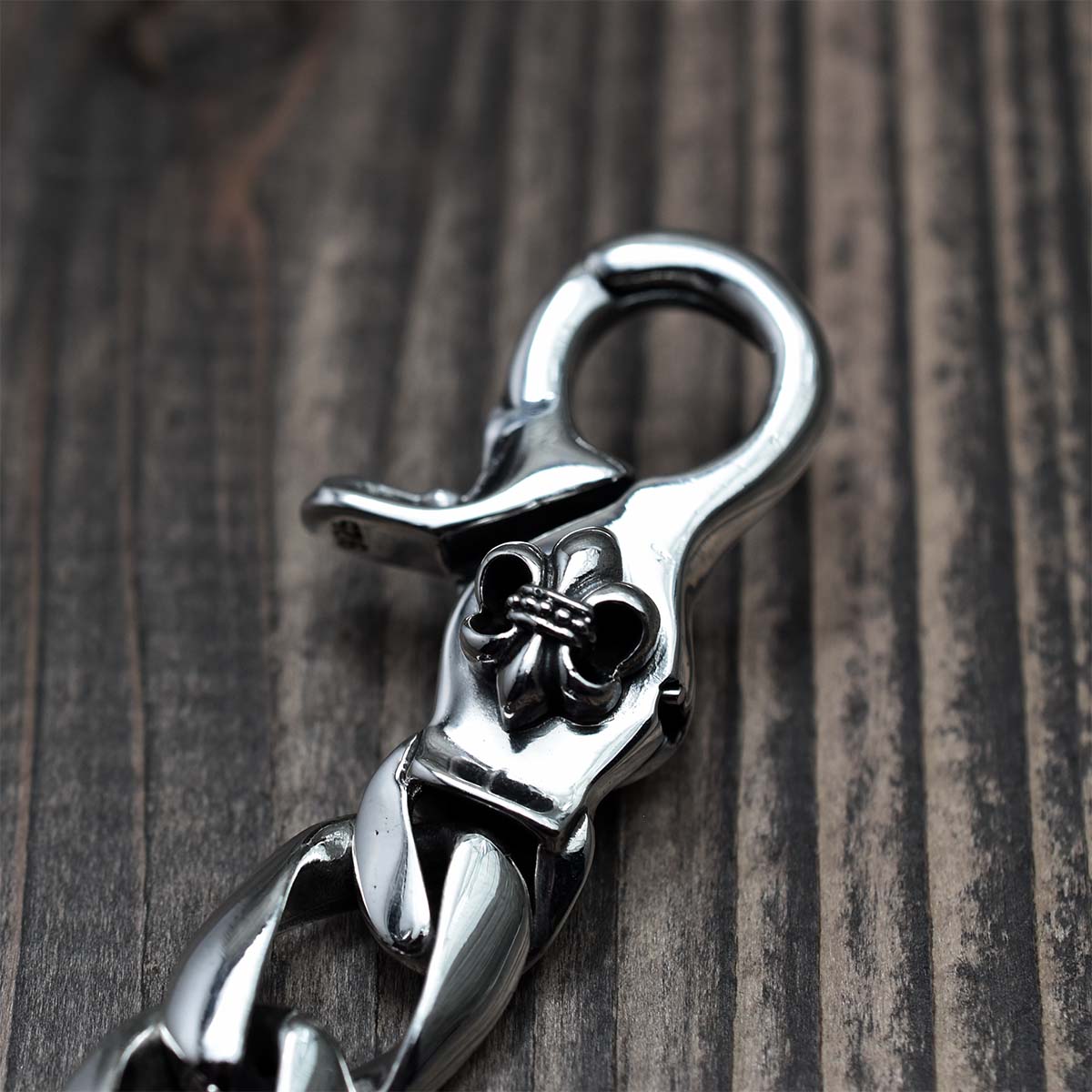 キーチェーン メンズ シルバー925 リリー 百合の紋章 キーフック