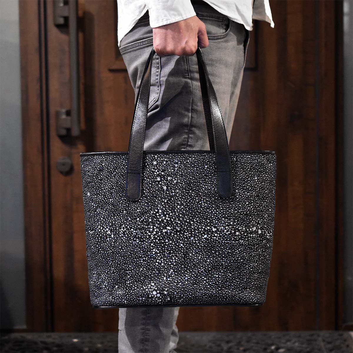ハンドバッグ　パーティーバッグ　スティングレイ　エイ革　自立します　美品です✨ op-bag-008_4.jpg