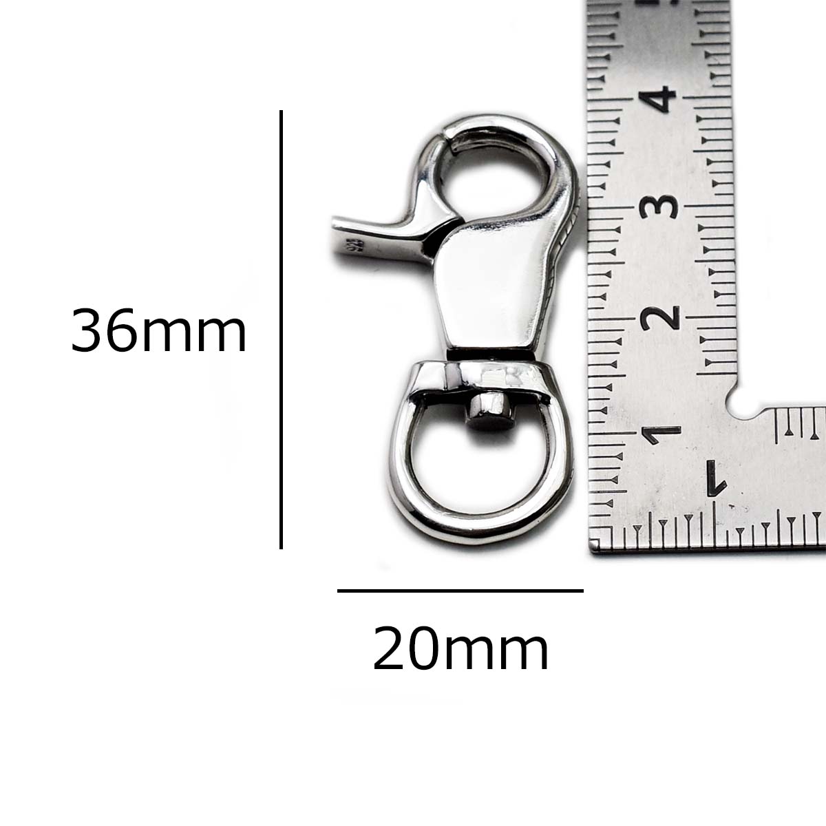 シルバー925製 ナスカン 金具 レバー型 回転フック キーホルダー 全長