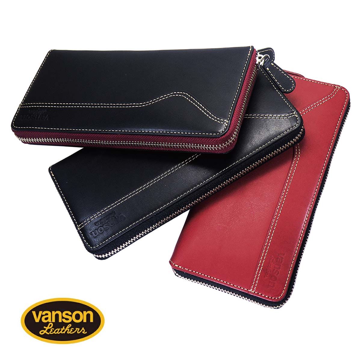 【正規取扱店】財布 長財布 VANSON（バンソン） ロングウォレット ライダーズウォレット 栃木レザー ラウンドファスナー VP-115-10  日本製 :vp-115-10:CHAOS accessory 通販 