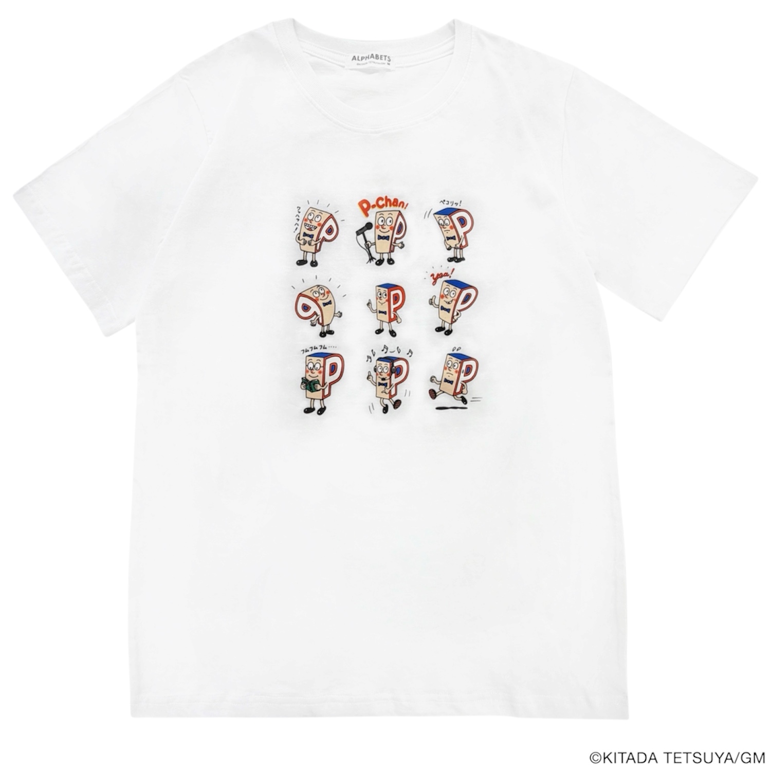 P-chan 9連キャラクタープリントTシャツ メンズ レディース 半袖 綿100