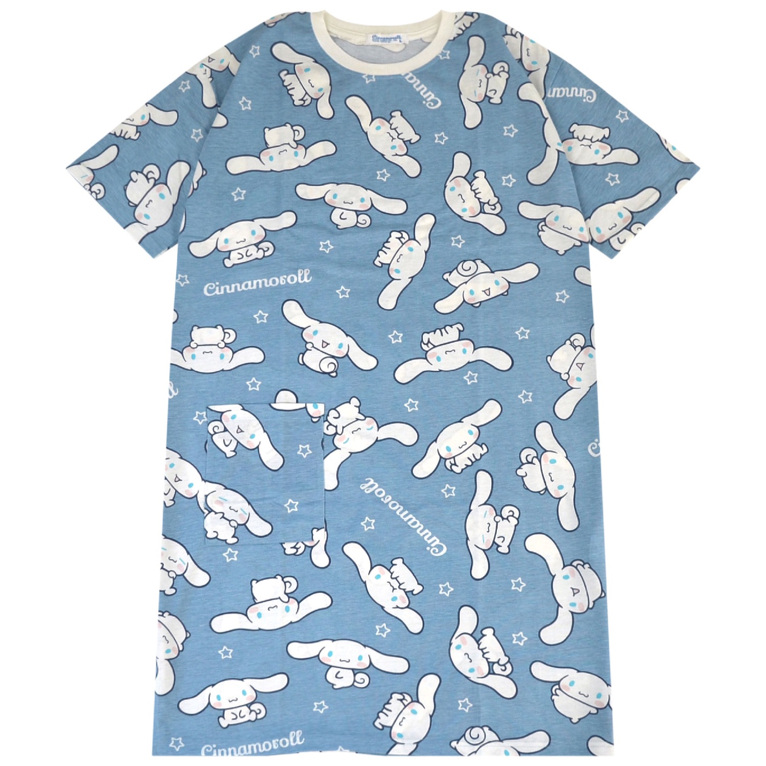シナモロール Tシャツ ワンピース 半袖 総柄 部屋着 ルームウェア