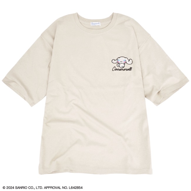 シナモロール Tシャツ 半袖 オーバーサイズ プリント 刺繍 サンリオ