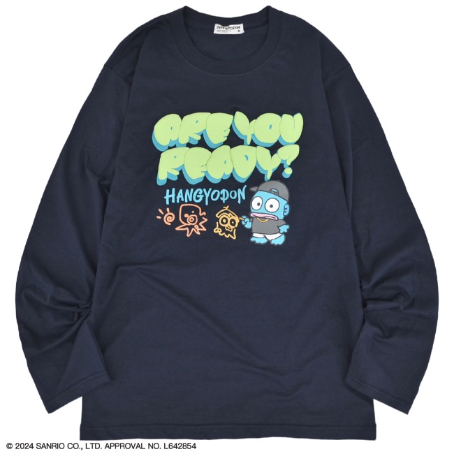 sanrio ハンギョドン Tシャツ 長袖 ロンT プリント 刺繍