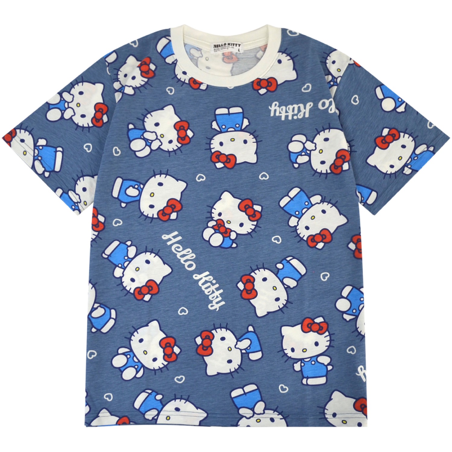 新品ハローキティ モモベリー　サンリオ　半袖TシャツLピンク刺繍ワッペン希少レア サンリオ 日焼け キティ 半袖Tシャツ(M) ジュース ピンク アパレル Sanrio