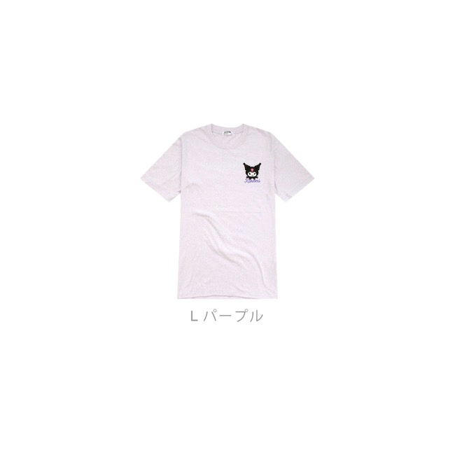 未使用　サンリオ　レディース　半袖Tシャツ　クロミ　Tシャツ　Lサイズ　刺繍 sanrio characters】KUROMI/クロミ刺繍デザイン半袖Tシャツ《サンリオ