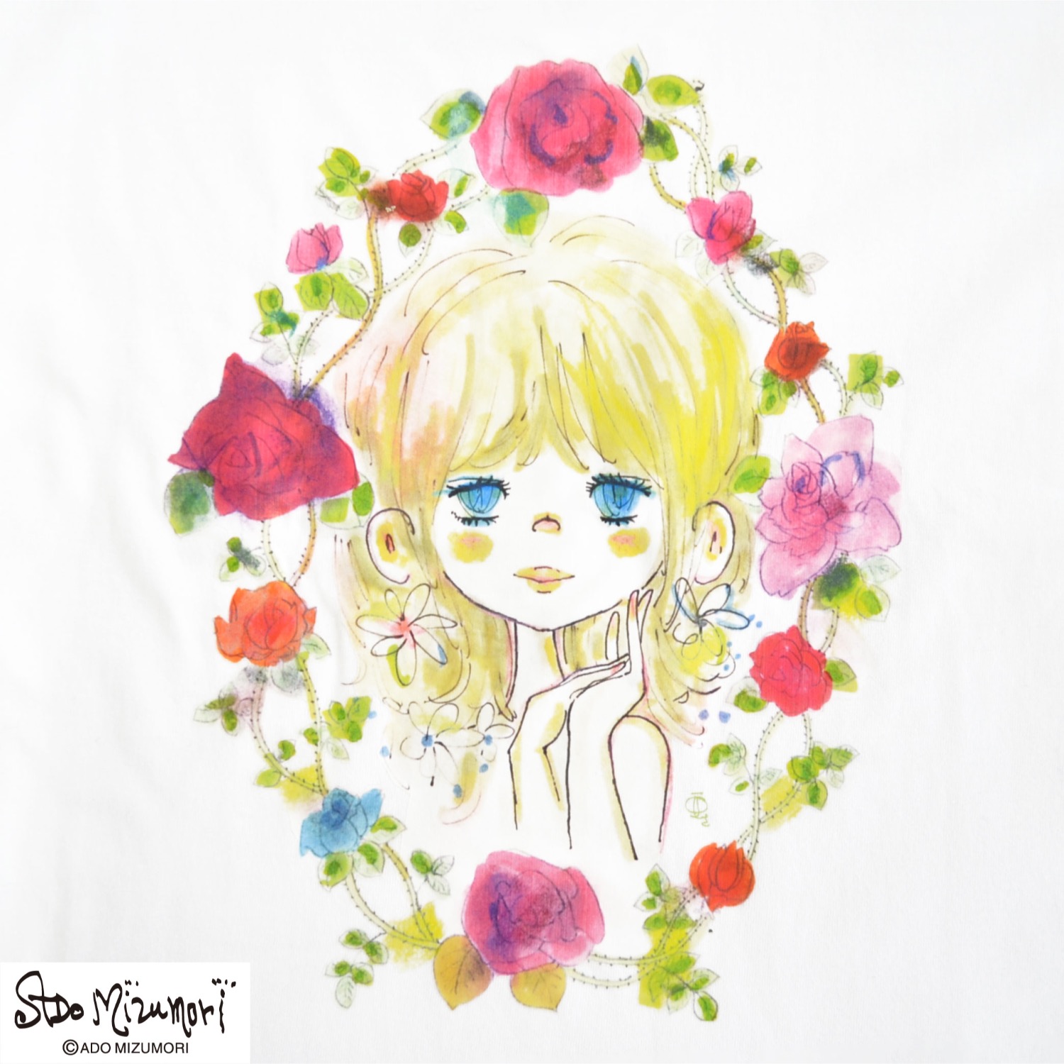 水森亜土 レディースプリント 半袖 Tシャツ トップス レトロ カワイイ