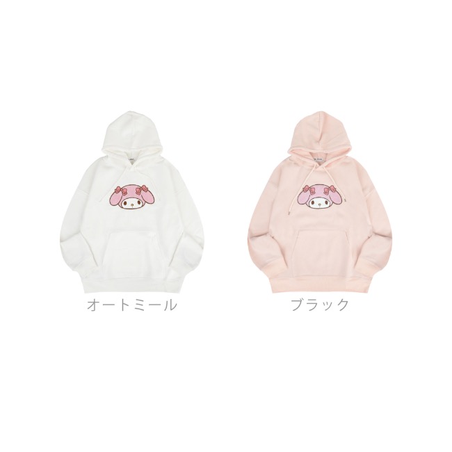 マイメロディ パーカー 裏起毛 オーバーサイズ 刺繍 ロゴ サンリオ