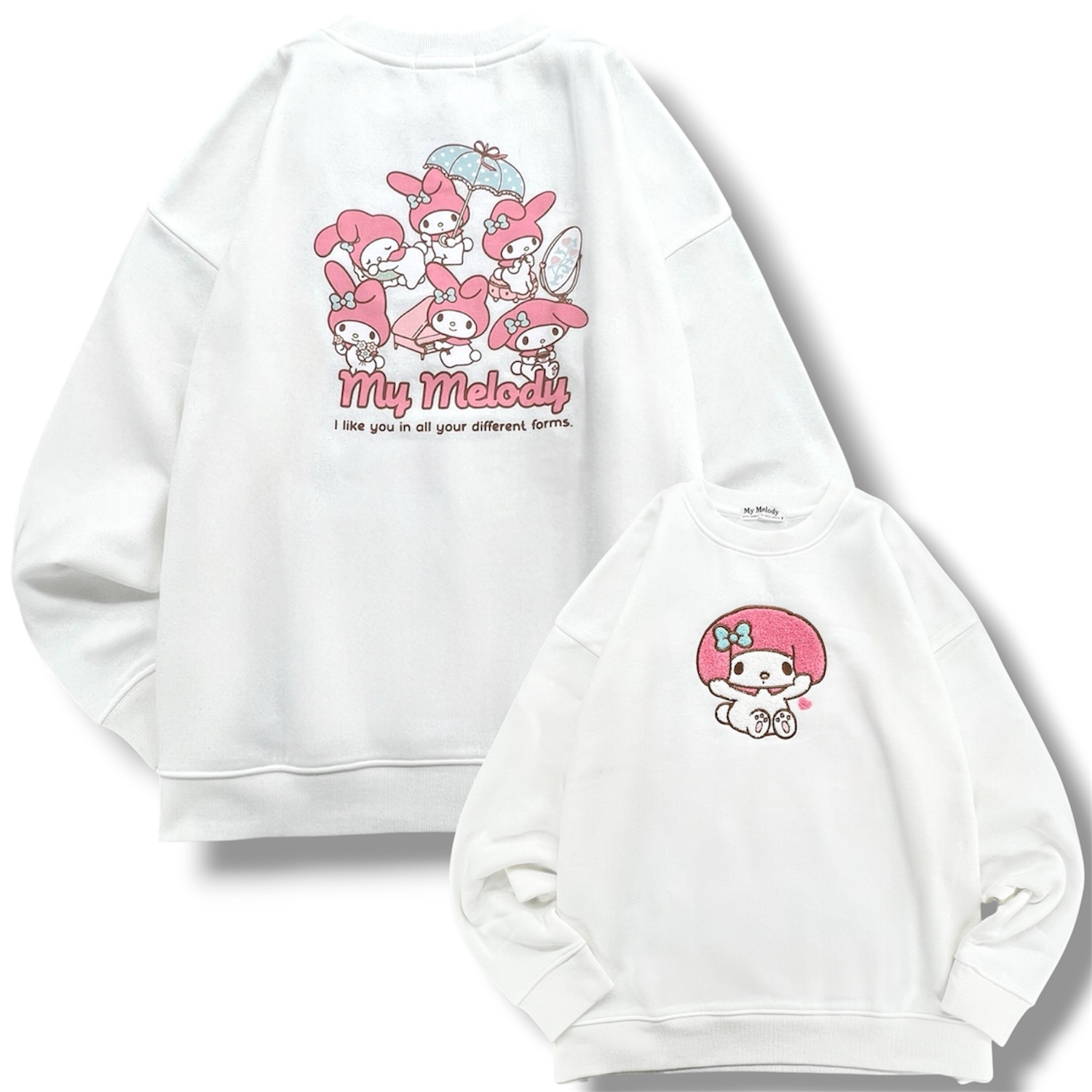 マイメロディ サガラ刺繍 裏起毛 ビッグシルエット トレーナー