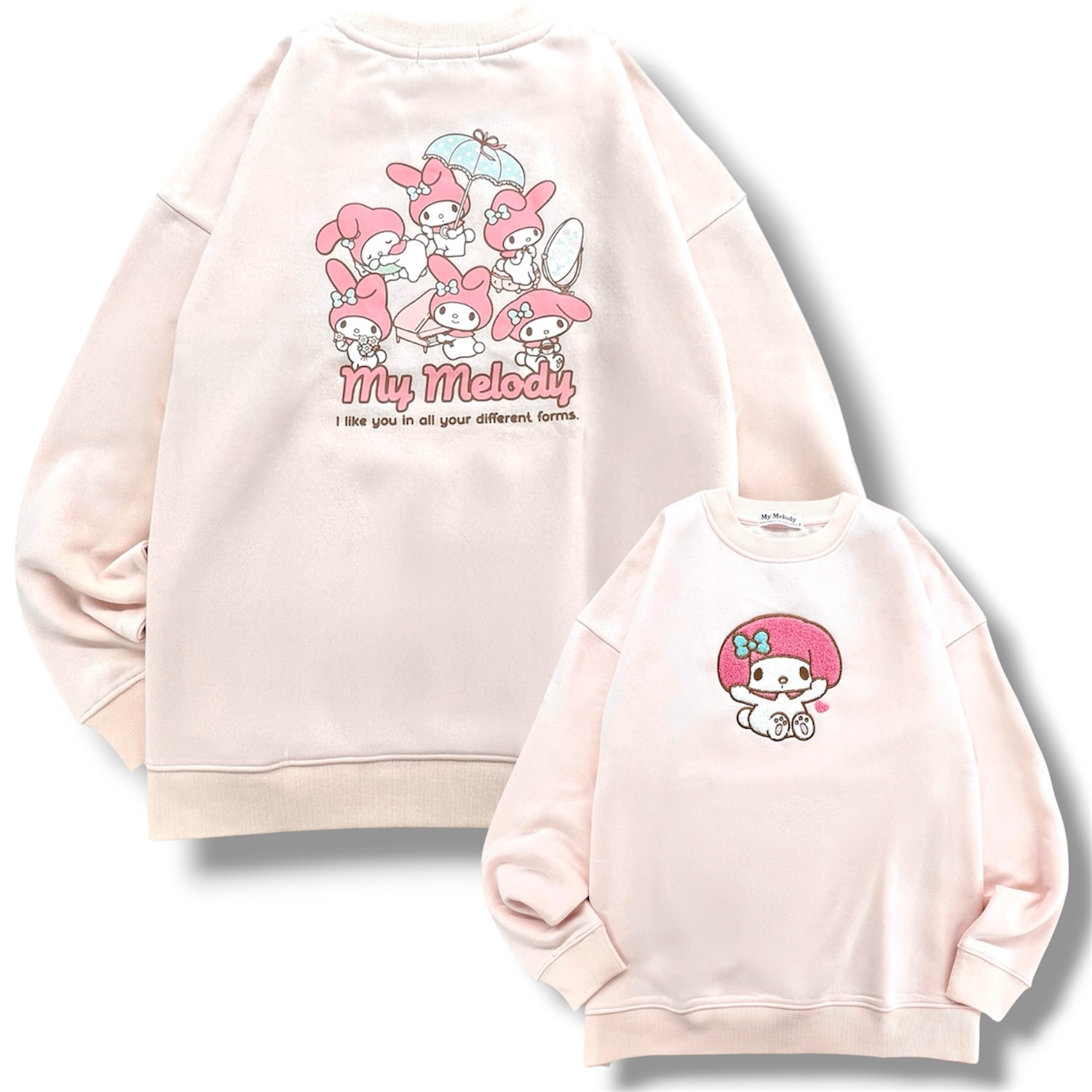 マイメロディ サガラ刺繍 裏起毛 ビッグシルエット トレーナー