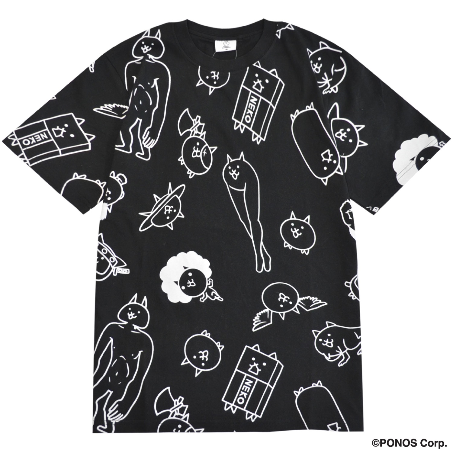 にゃんこ大戦争 Tシャツ 半袖 プリント 総柄 トップス メンズ